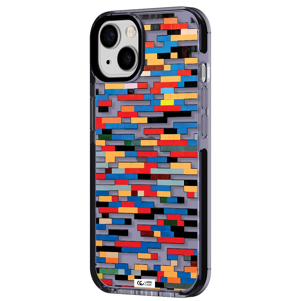 a colorful rectangular pattern on a white surface Apple iPhone 13 impact Lilac Case