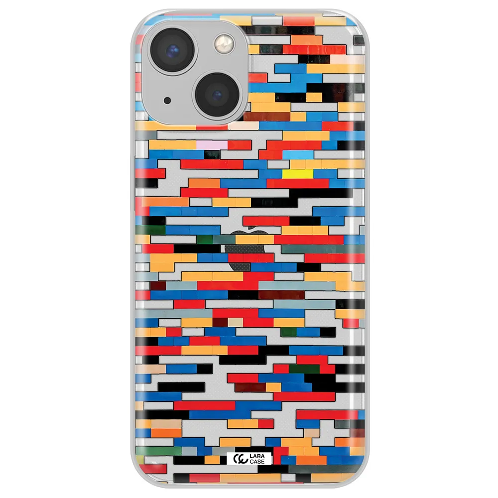 a colorful rectangular pattern on a white surface Apple iPhone 13 mini Clear TPU Case