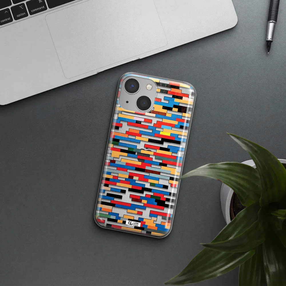 a colorful rectangular pattern on a white surface Apple iPhone 13 mini Clear TPU Case