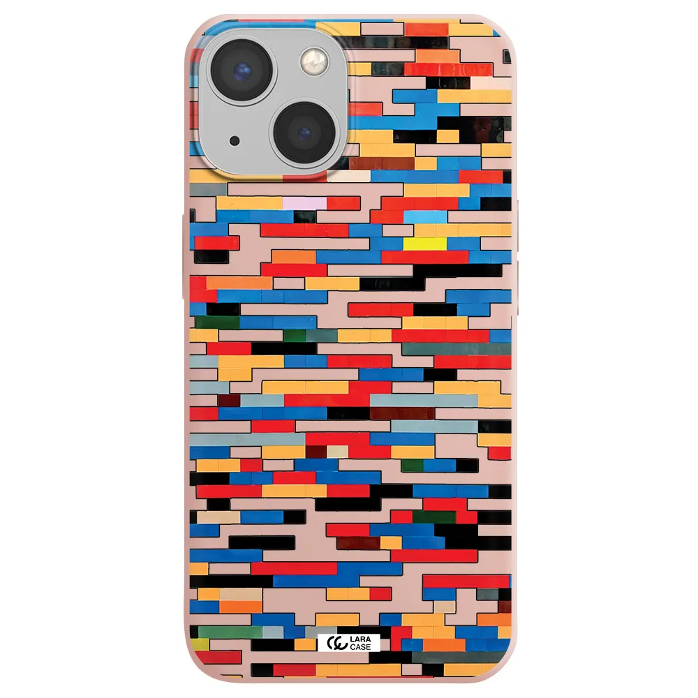 a colorful rectangular pattern on a white surface Apple iPhone 13 mini Silicone pastel pink Case