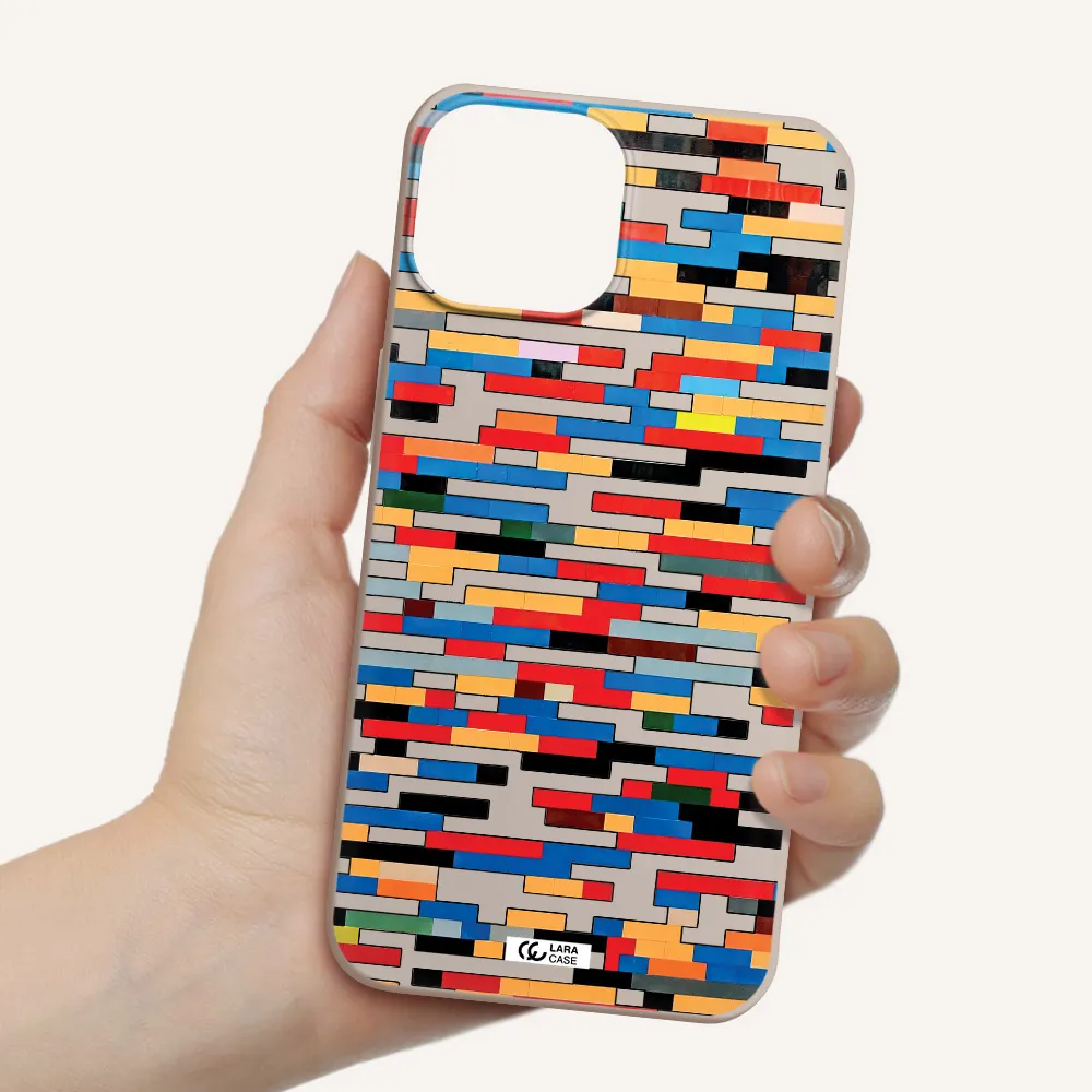 a colorful rectangular pattern on a white surface Apple iPhone 13 mini Silicone Stone Case