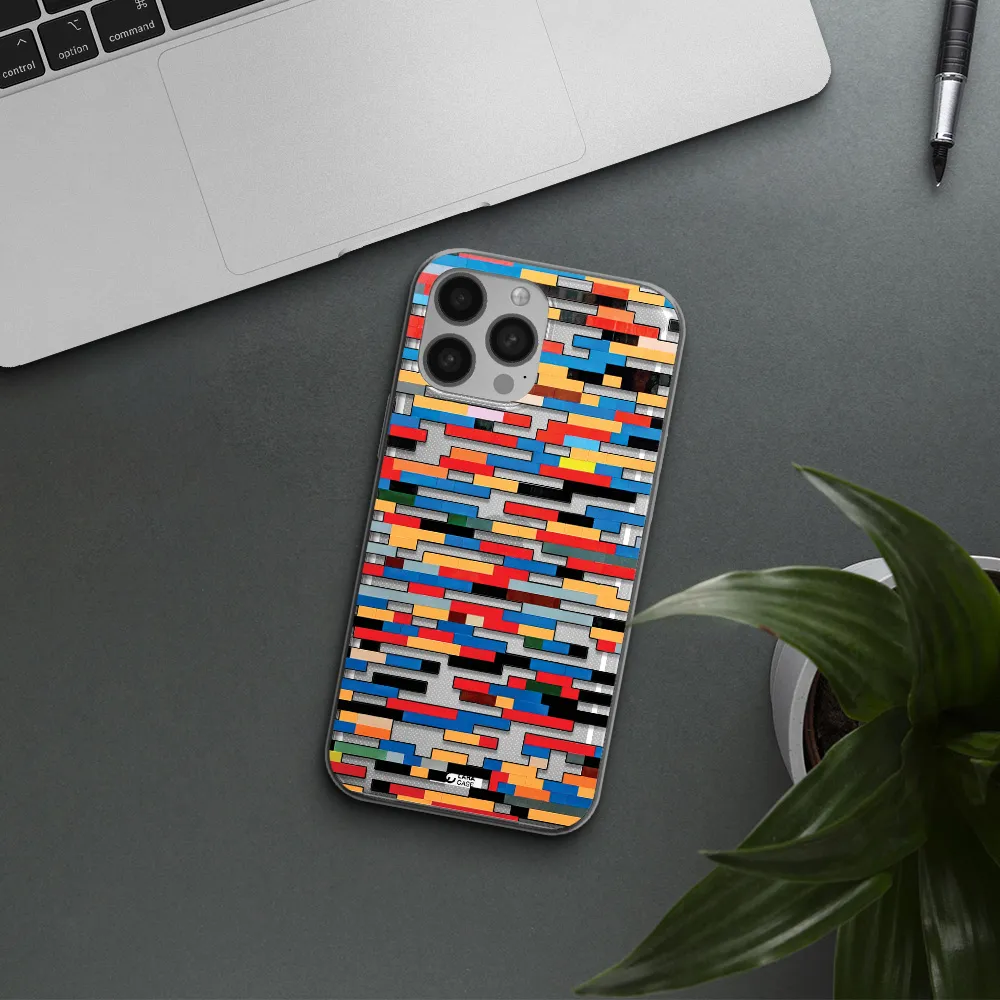 a colorful rectangular pattern on a white surface Apple iPhone 13 Pro Clear TPU Case