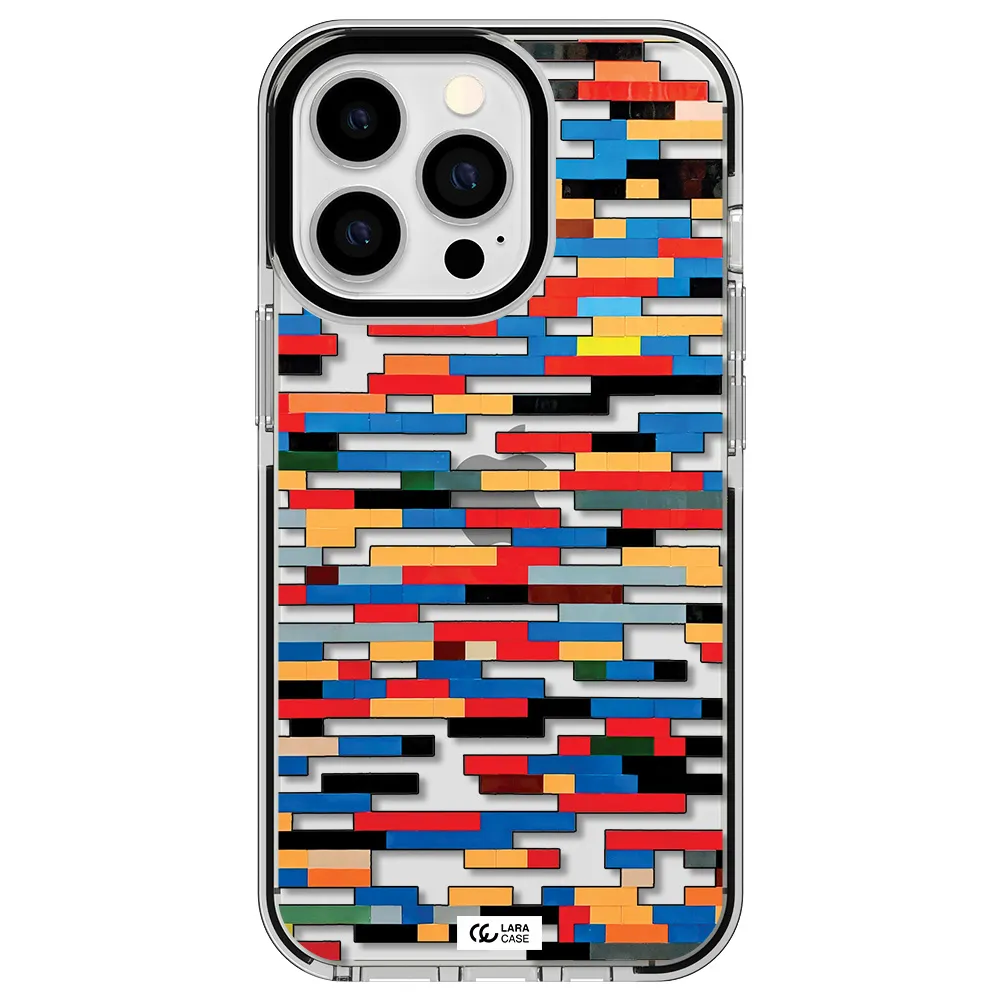 a colorful rectangular pattern on a white surface Apple iPhone 13 Pro impact black border Case