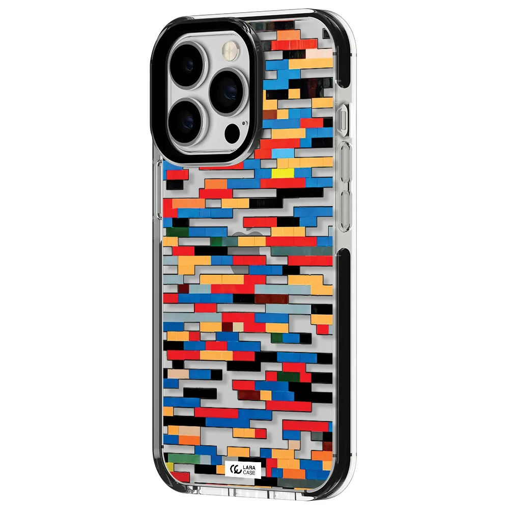 a colorful rectangular pattern on a white surface Apple iPhone 13 Pro impact black border Case