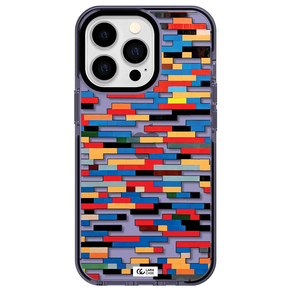 a colorful rectangular pattern on a white surface Apple iPhone 13 Pro impact Lilac Case