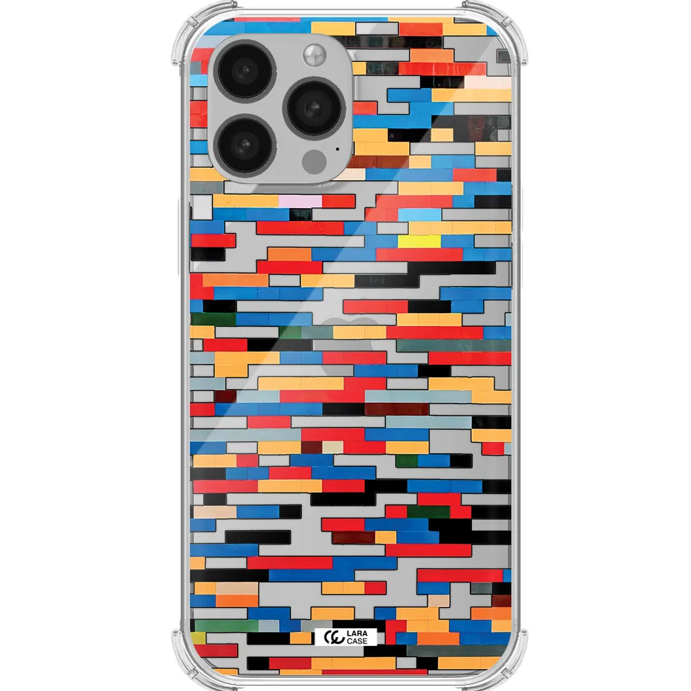 a colorful rectangular pattern on a white surface Apple iPhone 13 Pro Max Clear PC Case