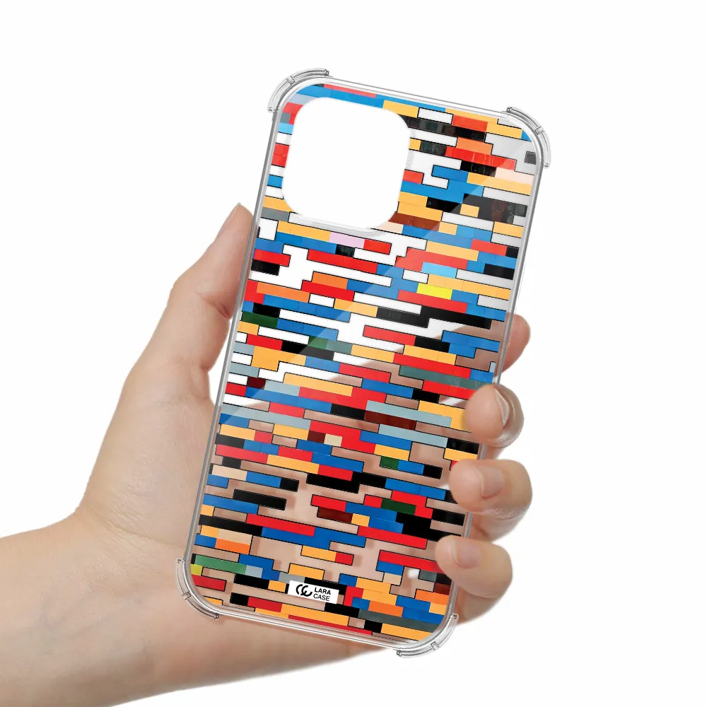 a colorful rectangular pattern on a white surface Apple iPhone 13 Pro Max Clear PC Case