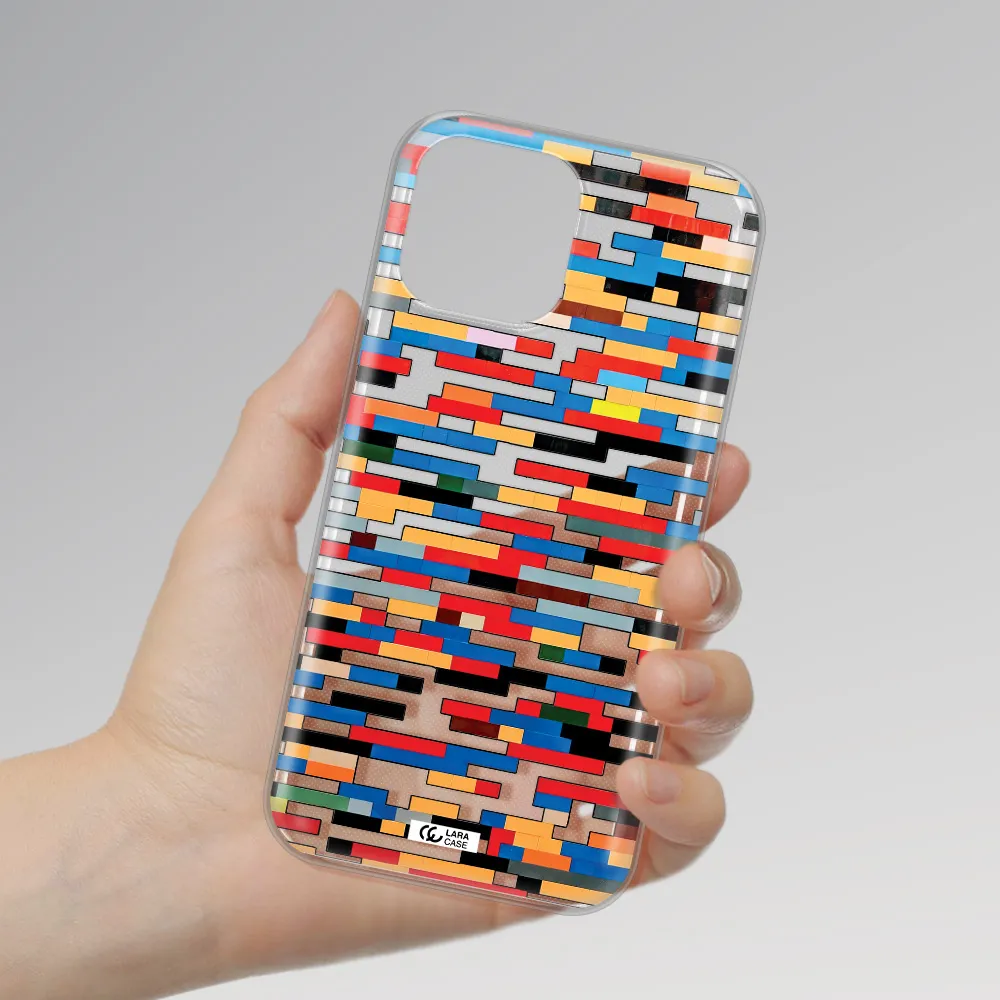 a colorful rectangular pattern on a white surface Apple iPhone 13 Pro Max Clear TPU Case