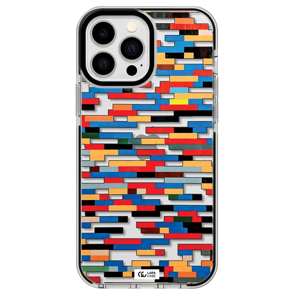 a colorful rectangular pattern on a white surface Apple iPhone 13 Pro Max impact black border Case