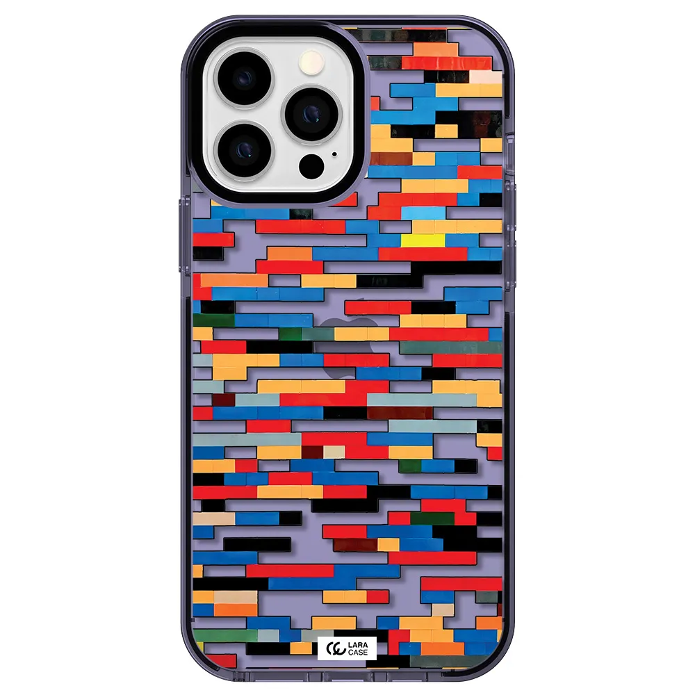 a colorful rectangular pattern on a white surface Apple iPhone 13 Pro Max impact Lilac Case