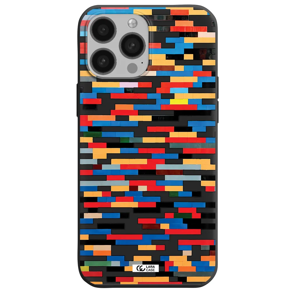 a colorful rectangular pattern on a white surface Apple iPhone 13 Pro Max Silicone black Case