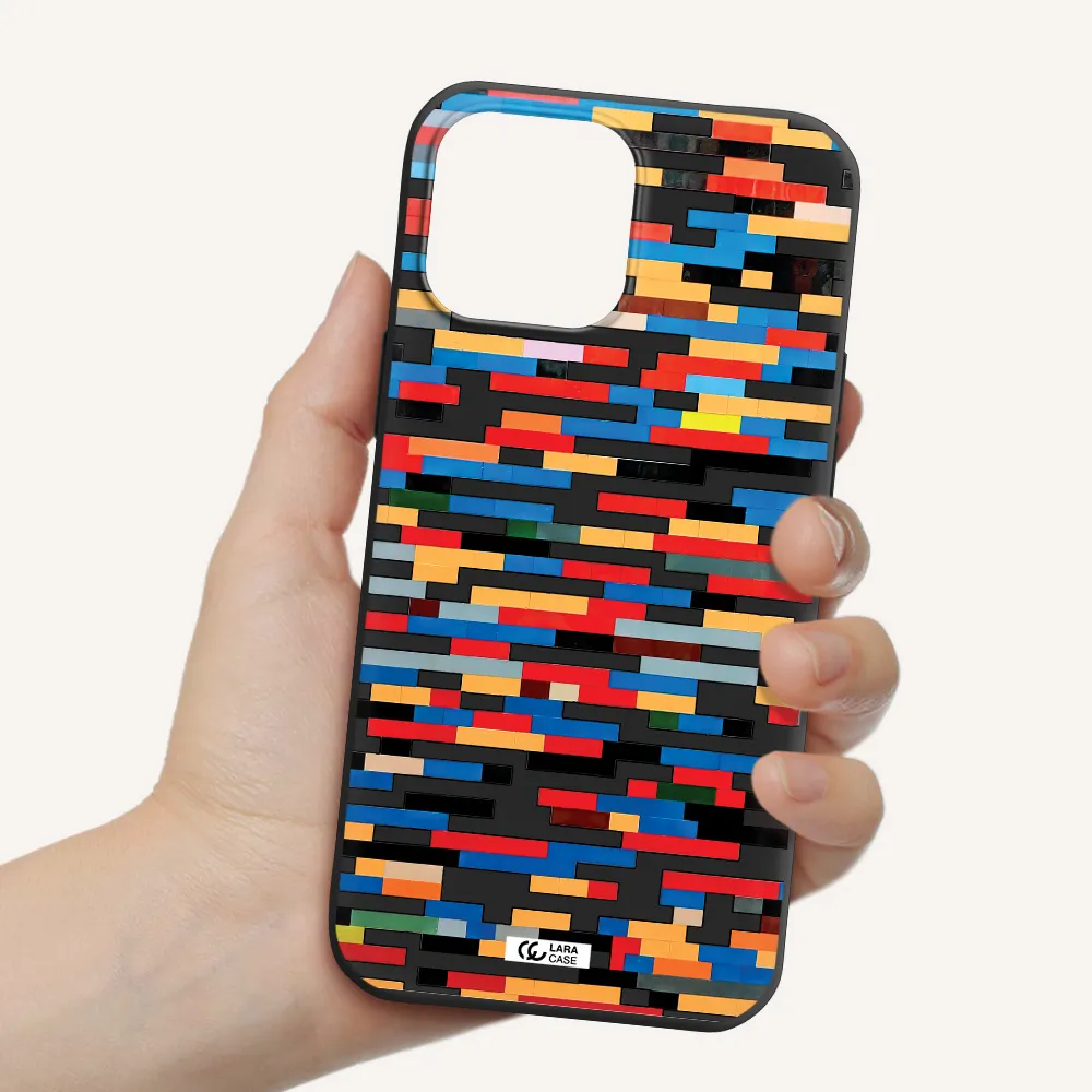 a colorful rectangular pattern on a white surface Apple iPhone 13 Pro Max Silicone black Case