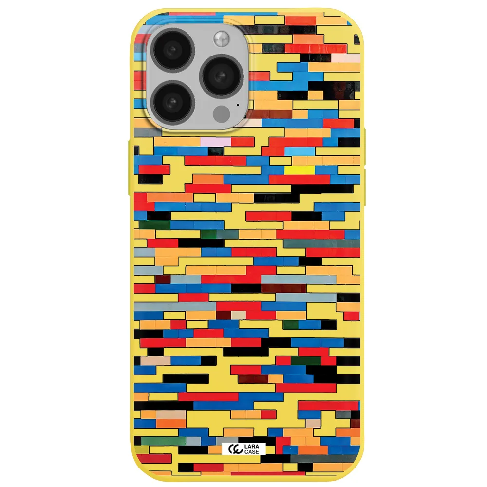 a colorful rectangular pattern on a white surface Apple iPhone 13 Pro Max Silicone canary yellow Case