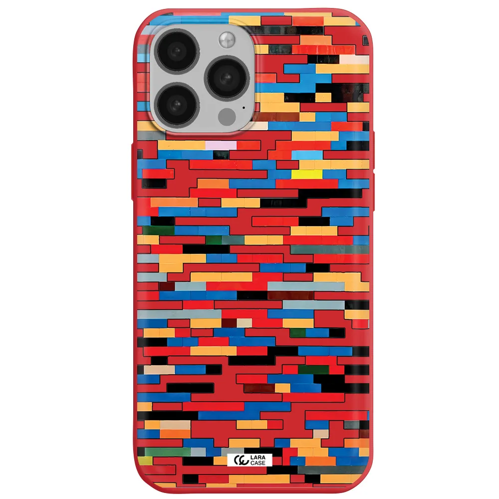 a colorful rectangular pattern on a white surface Apple iPhone 13 Pro Max Silicone Imperial Red Case