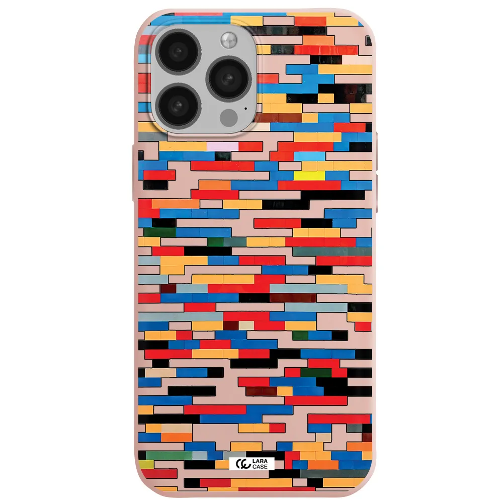 a colorful rectangular pattern on a white surface Apple iPhone 13 Pro Max Silicone pastel pink Case