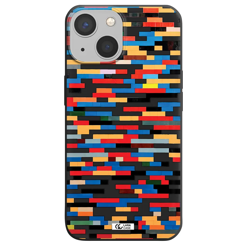 a colorful rectangular pattern on a white surface Apple iPhone 13 Silicone black Case
