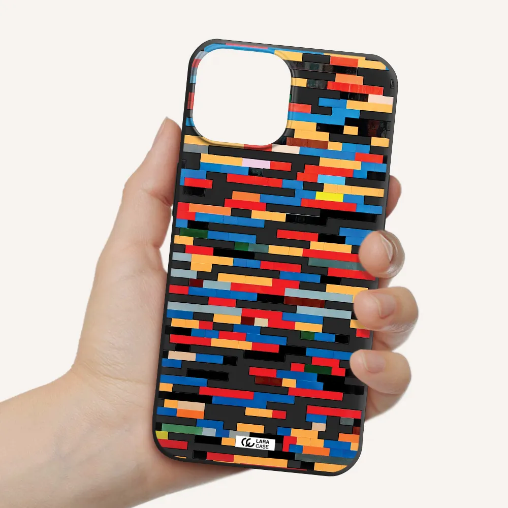 a colorful rectangular pattern on a white surface Apple iPhone 13 Silicone black Case