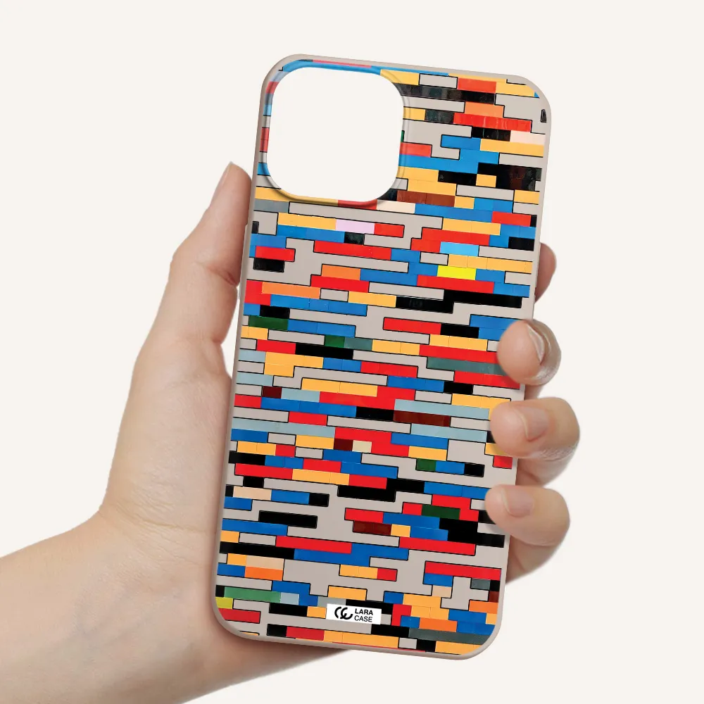 a colorful rectangular pattern on a white surface Apple iPhone 13 Silicone Stone Case