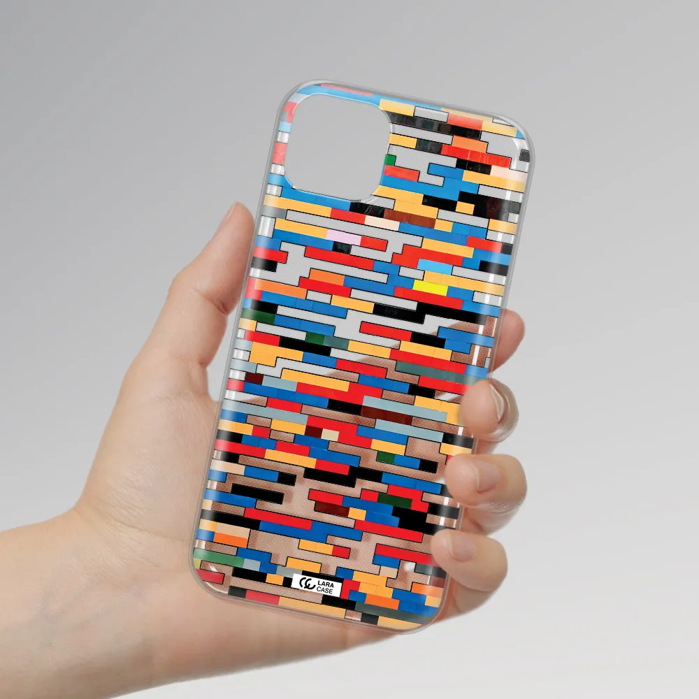 a colorful rectangular pattern on a white surface Apple iPhone 14 Clear TPU Case