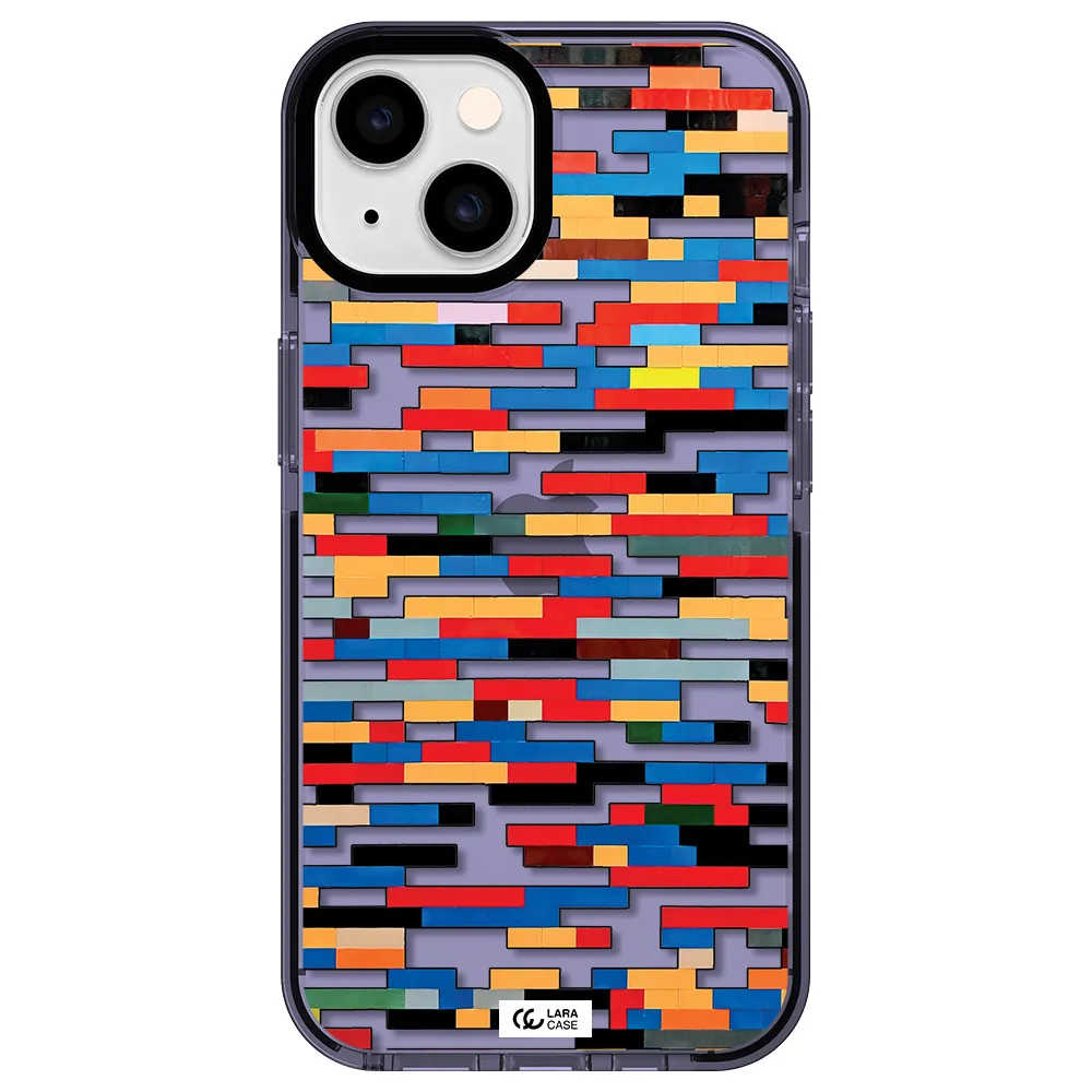 a colorful rectangular pattern on a white surface Apple iPhone 14 impact Lilac Case