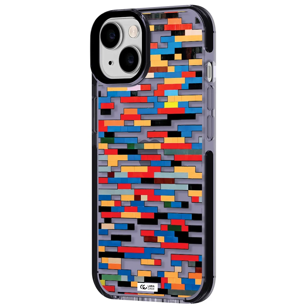 a colorful rectangular pattern on a white surface Apple iPhone 14 impact Lilac Case