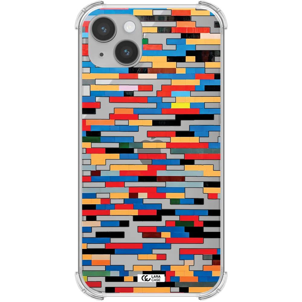 a colorful rectangular pattern on a white surface Apple iPhone 14 plus Clear PC Case