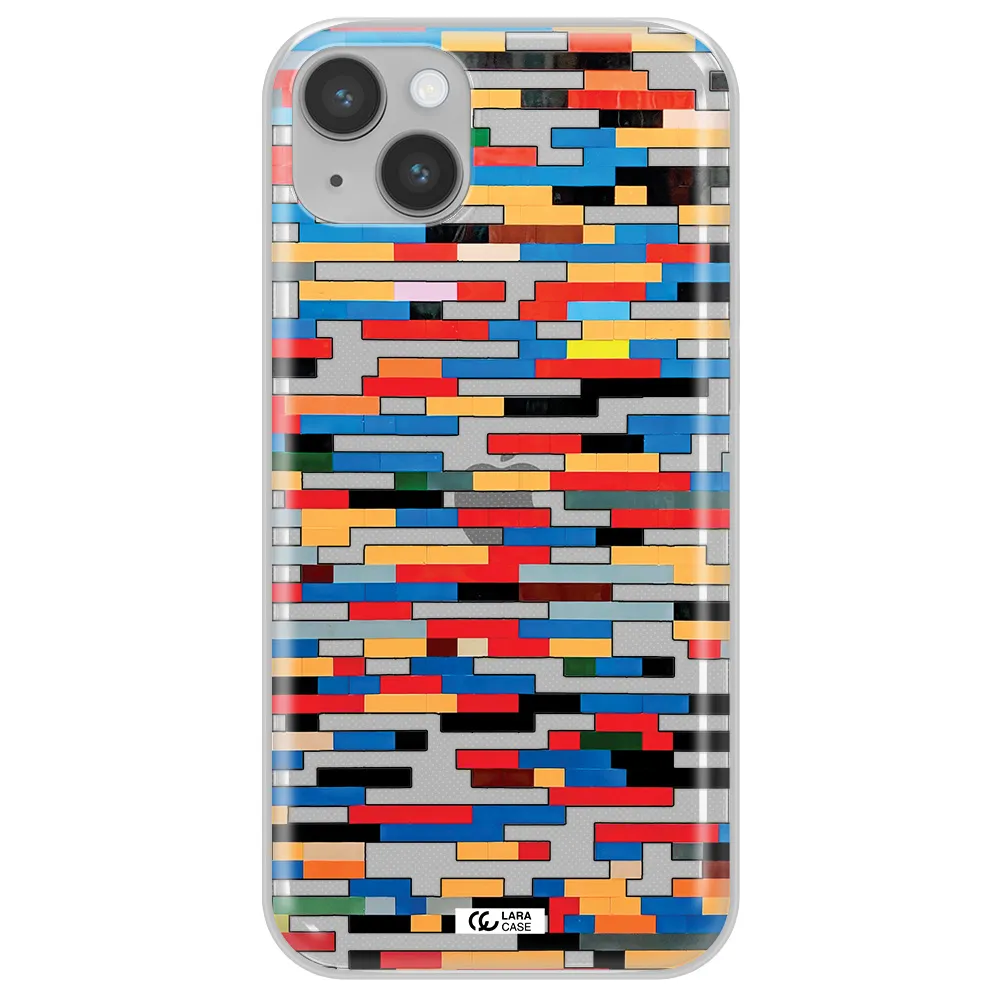 a colorful rectangular pattern on a white surface Apple iPhone 14 plus Clear TPU Case