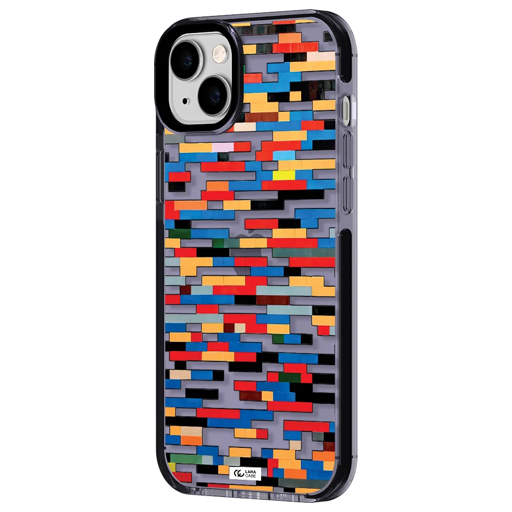 a colorful rectangular pattern on a white surface Apple iPhone 14 plus impact Lilac Case