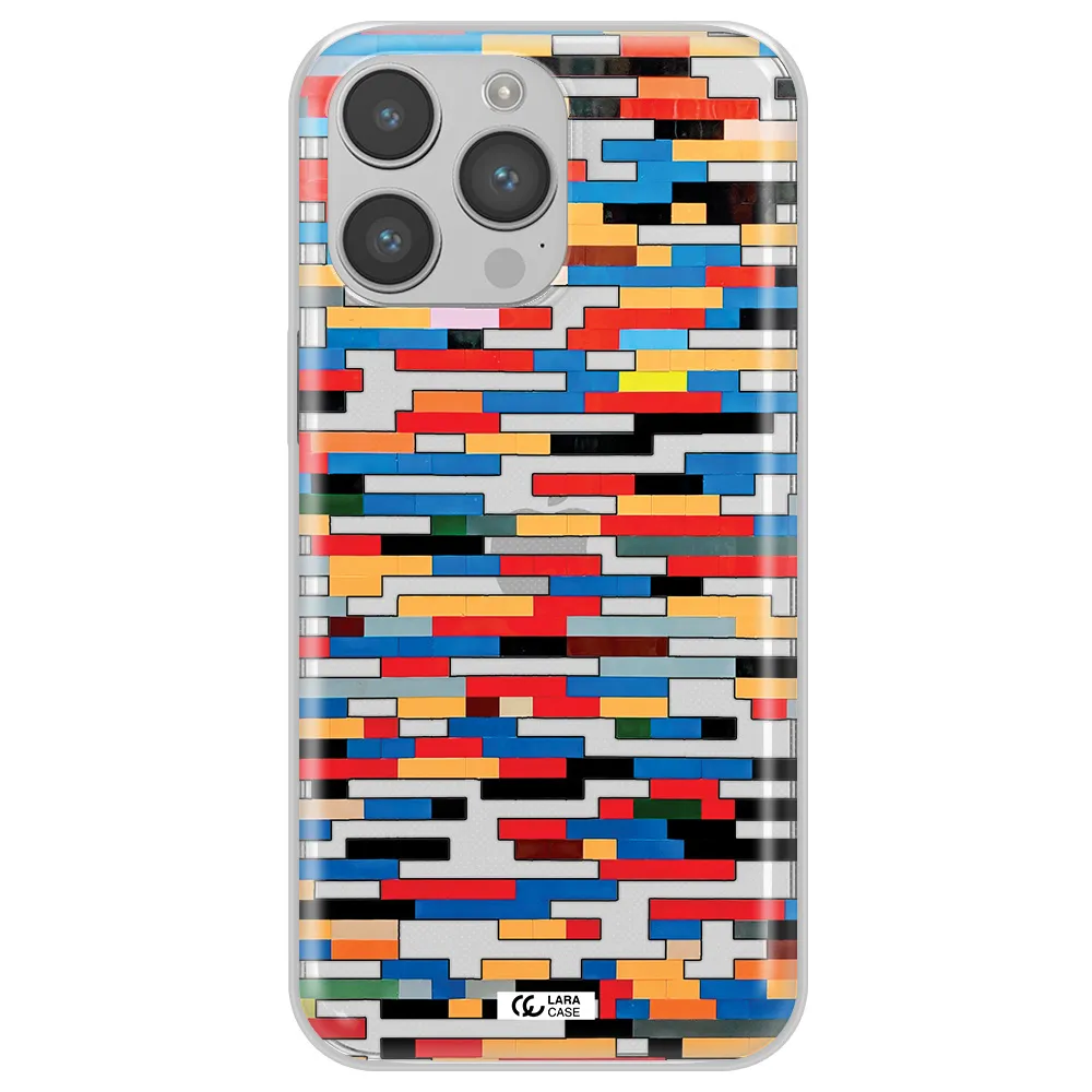 a colorful rectangular pattern on a white surface Apple iPhone 14 pro Clear TPU Case