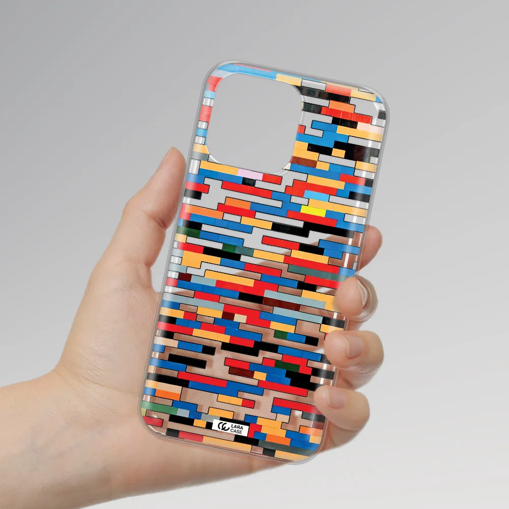 a colorful rectangular pattern on a white surface Apple iPhone 14 pro Clear TPU Case