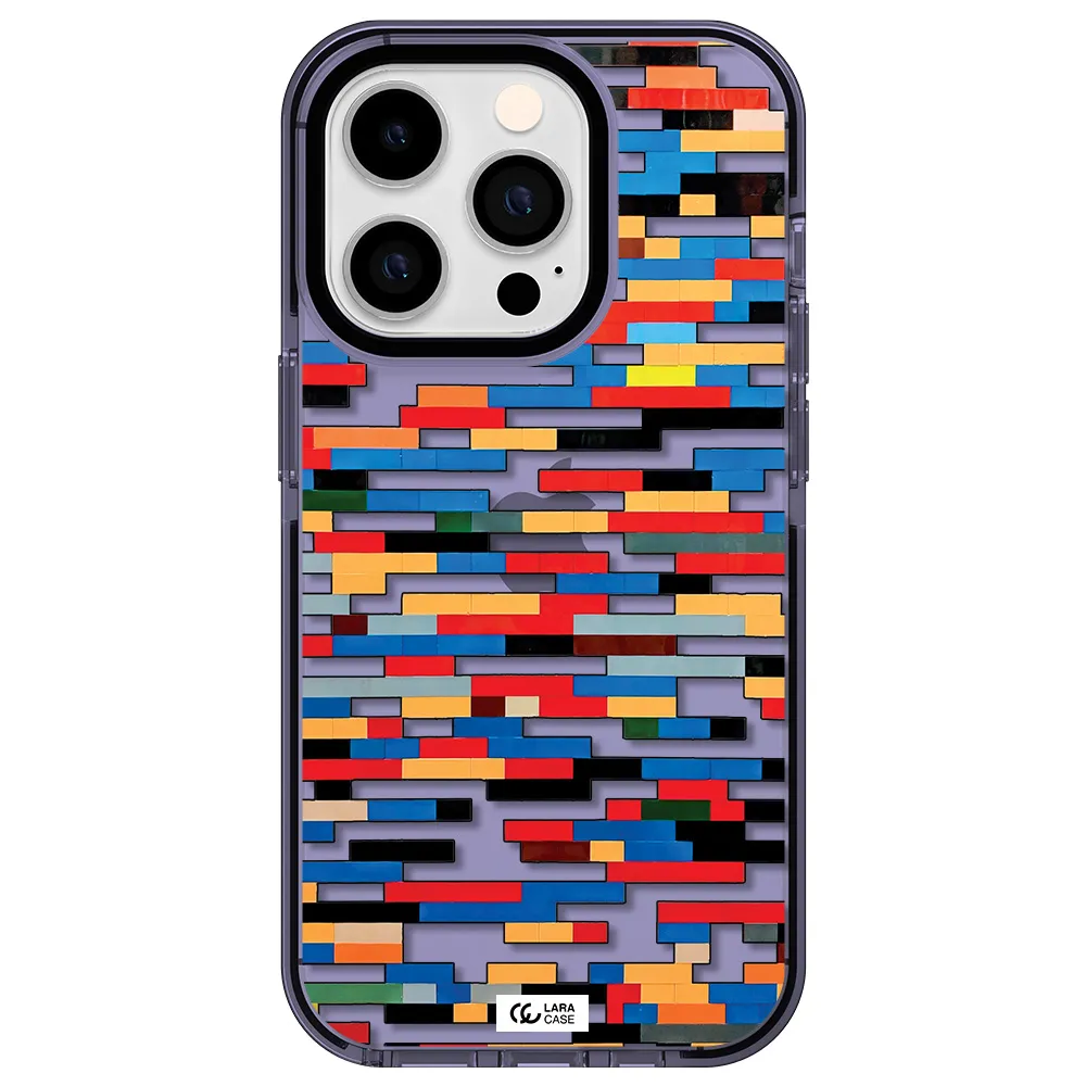 a colorful rectangular pattern on a white surface Apple iPhone 14 pro impact Lilac Case