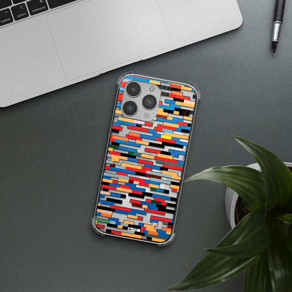 a colorful rectangular pattern on a white surface Apple iPhone 14 pro max Clear PC Case