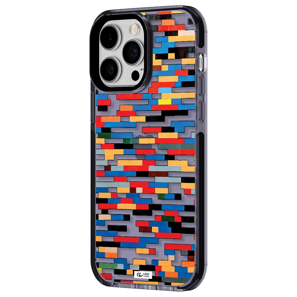 a colorful rectangular pattern on a white surface Apple iPhone 14 pro max impact Lilac Case