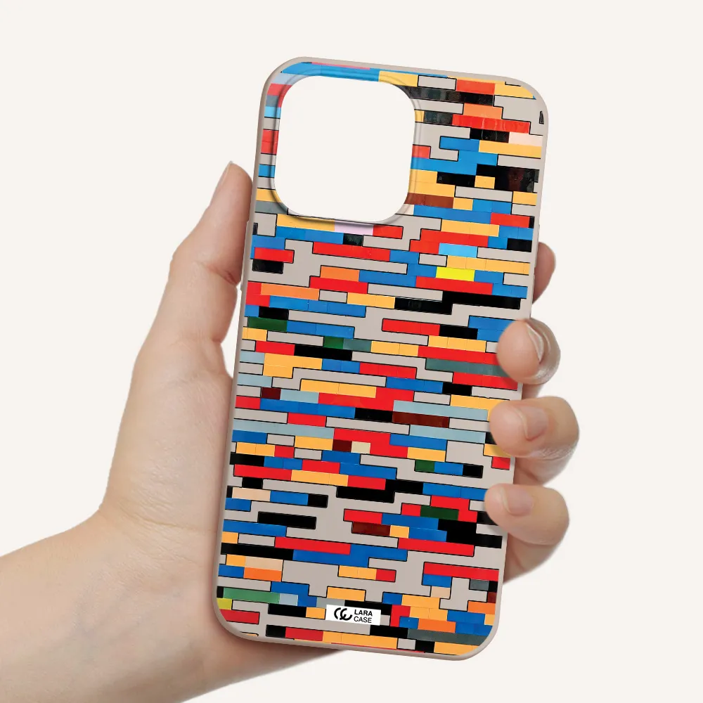 a colorful rectangular pattern on a white surface Apple iPhone 14 pro max Silicone Stone Case