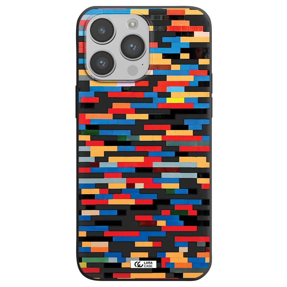 a colorful rectangular pattern on a white surface Apple iPhone 14 pro Silicone black Case