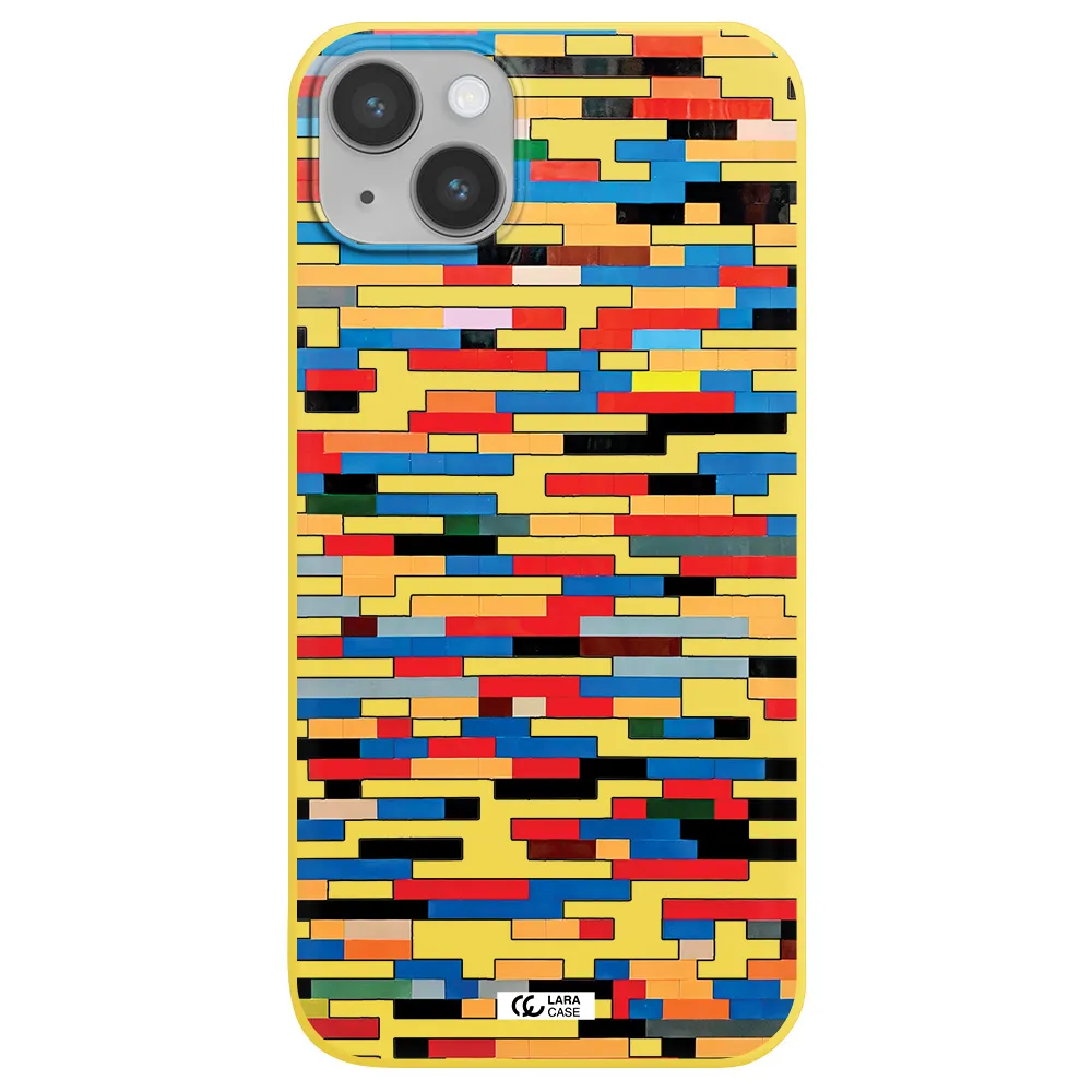 a colorful rectangular pattern on a white surface Apple iPhone 14 Silicone canary yellow Case