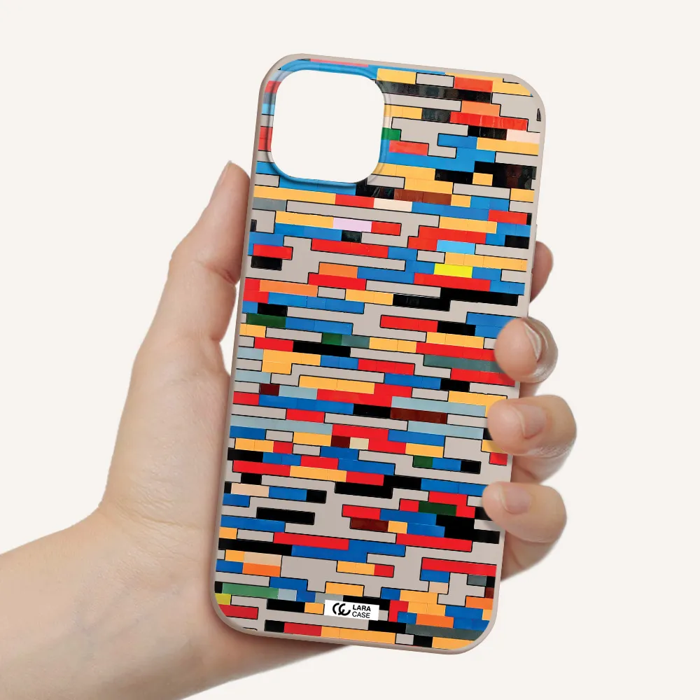 a colorful rectangular pattern on a white surface Apple iPhone 14 Silicone Stone Case