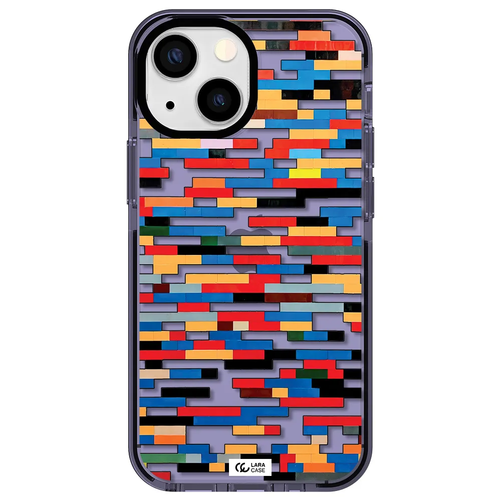 a colorful rectangular pattern on a white surface Apple iPhone 15 impact Lilac Case