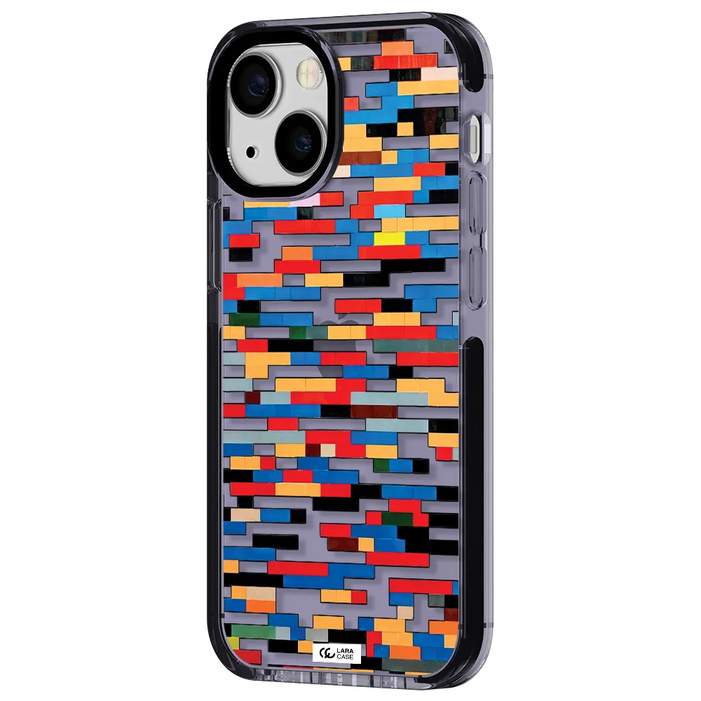 a colorful rectangular pattern on a white surface Apple iPhone 15 impact Lilac Case