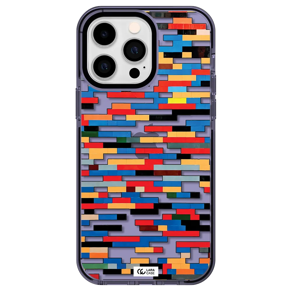 a colorful rectangular pattern on a white surface Apple iPhone 15 Pro impact Lilac Case