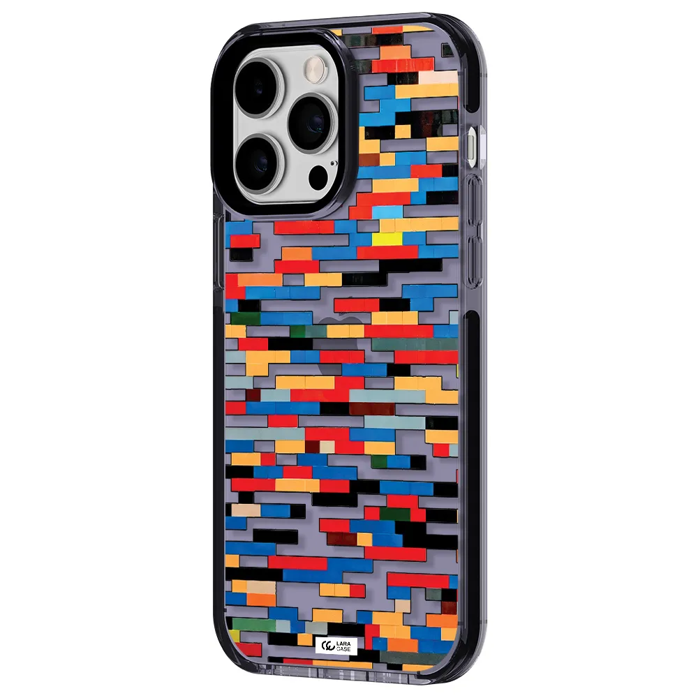 a colorful rectangular pattern on a white surface Apple iPhone 15 Pro impact Lilac Case