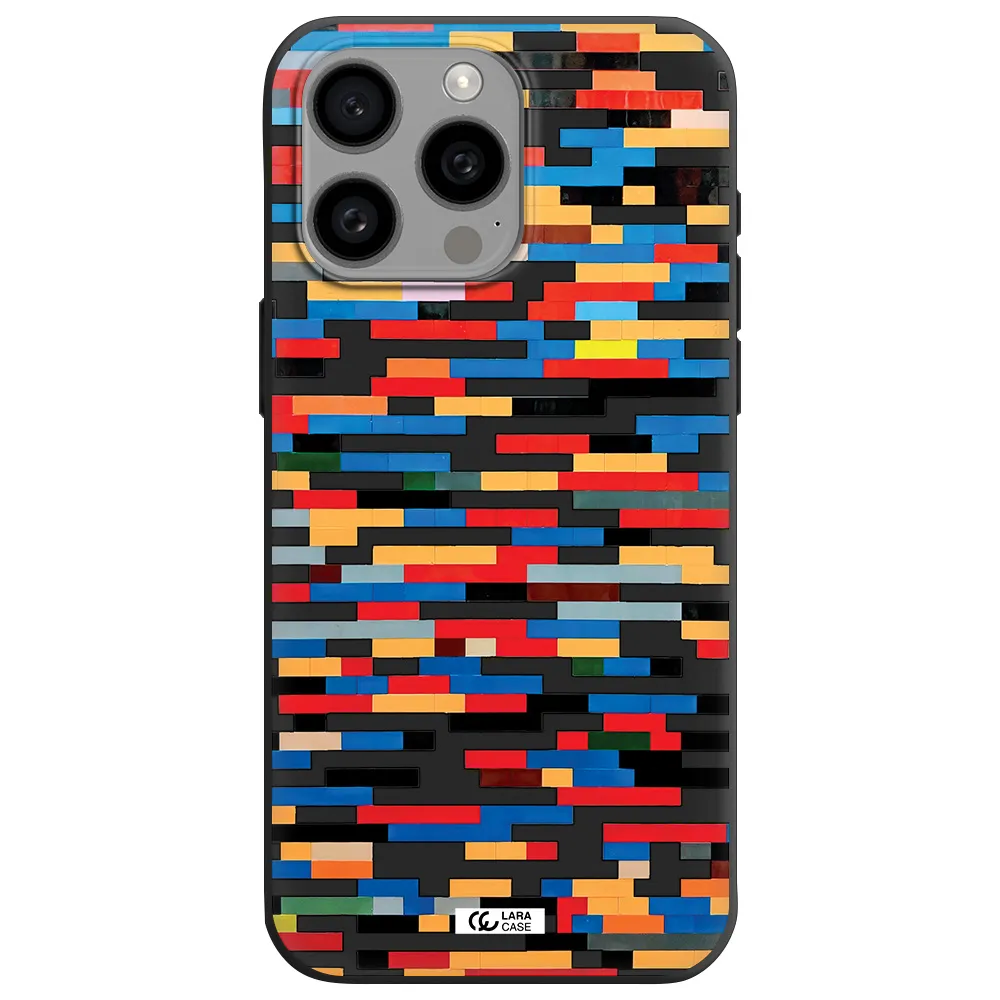 a colorful rectangular pattern on a white surface Apple Iphone 15 Pro max Silicone black Case