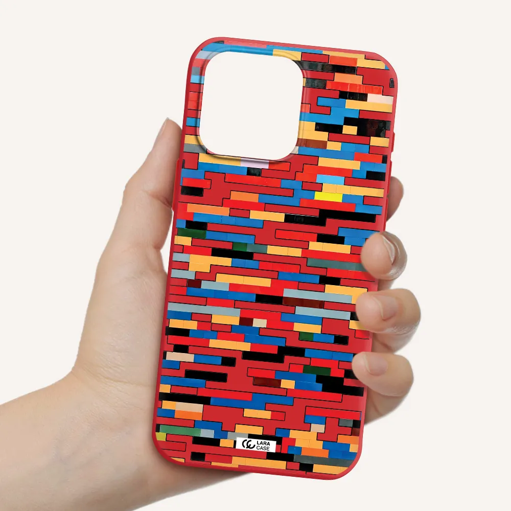 A Colorful Rectangular Pattern On A White Surface Apple Iphone 15 Pro Max Silicone Imperial Red Case