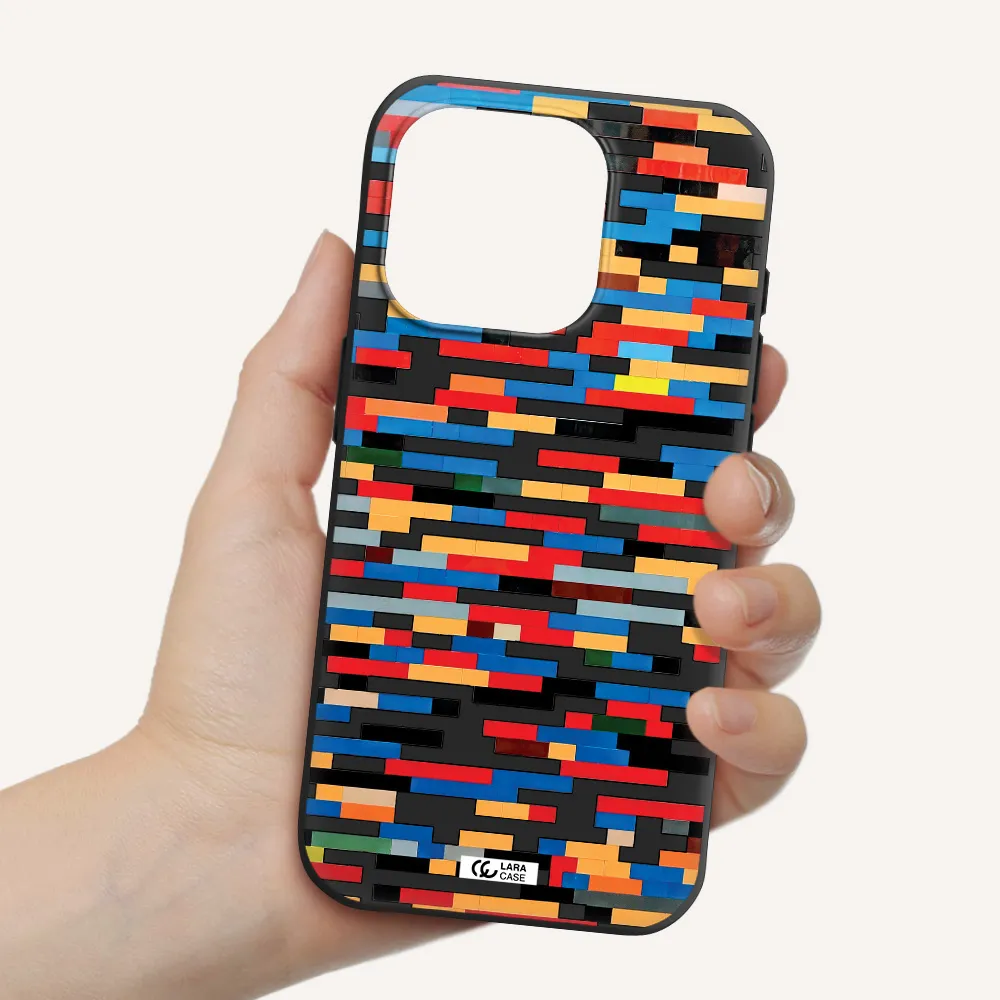 A Colorful Rectangular Pattern On A White Surface Apple Iphone 15 Pro Silicone Black Case
