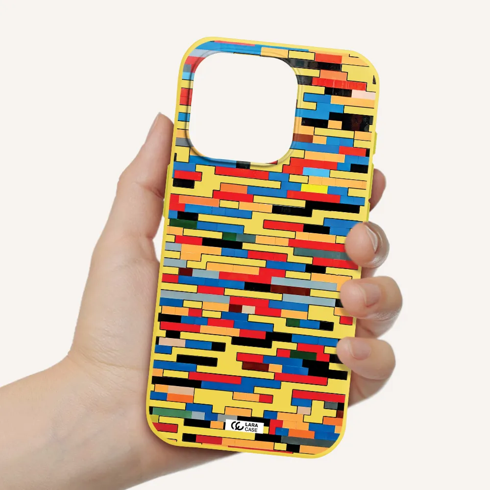 A Colorful Rectangular Pattern On A White Surface Apple Iphone 15 Pro Silicone Canary Yellow Case