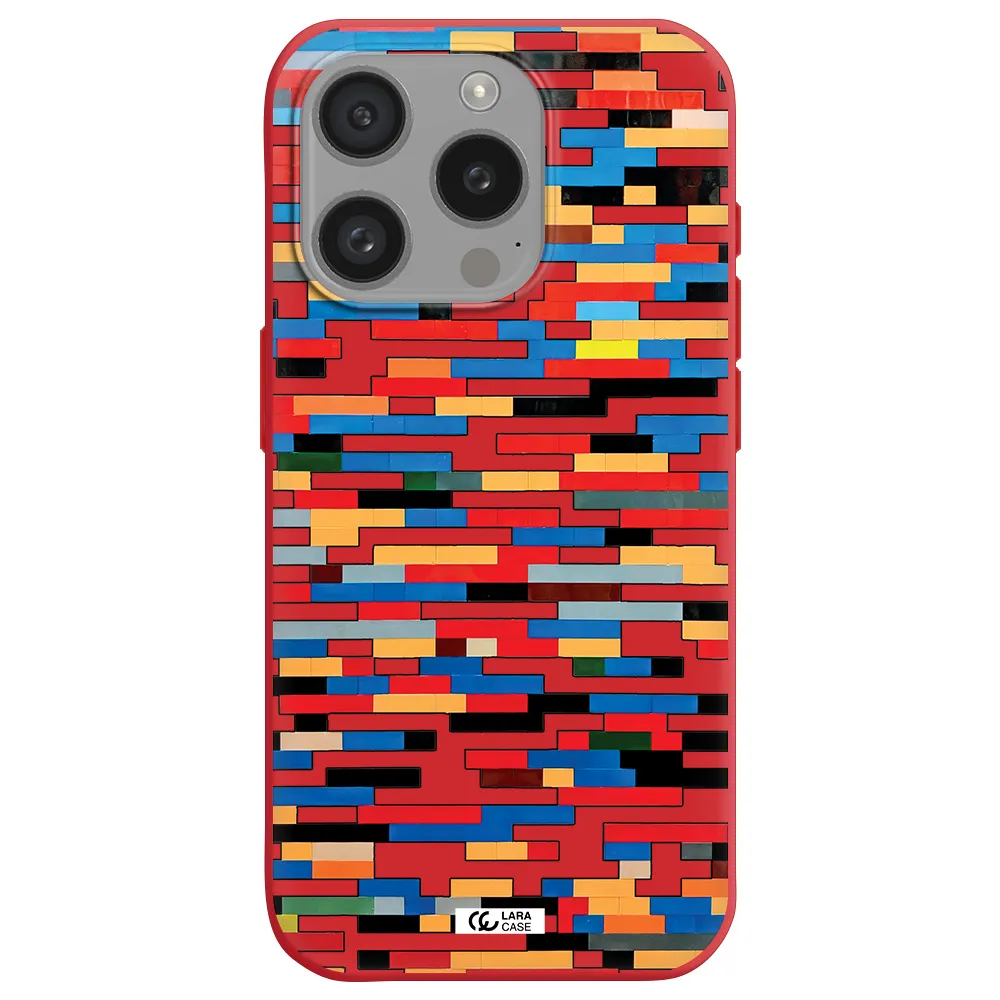 A Colorful Rectangular Pattern On A White Surface Apple Iphone 15 Pro Silicone Imperial Red Case