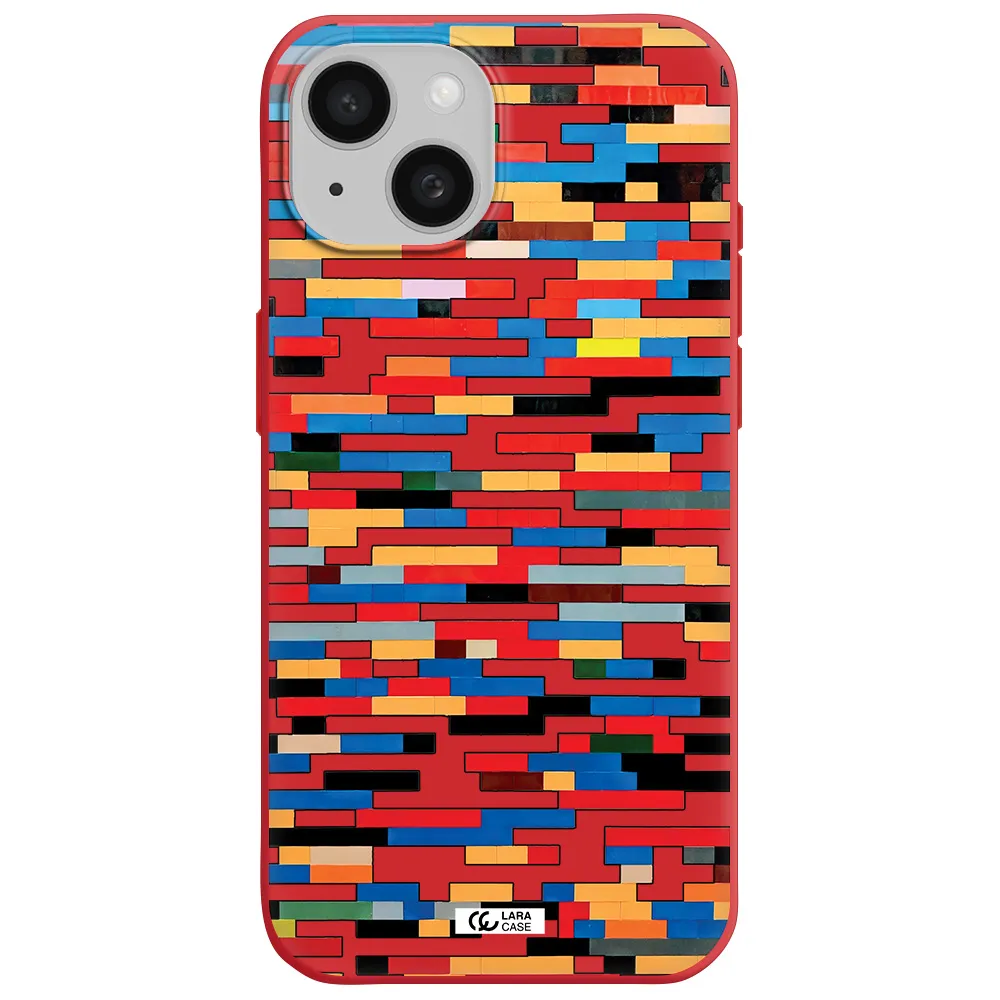 A Colorful Rectangular Pattern On A White Surface Apple Iphone 15 Silicone Imperial Red Case