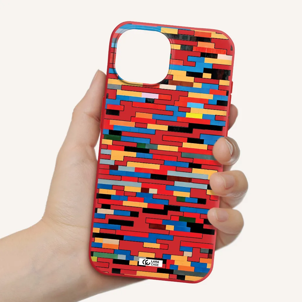 A Colorful Rectangular Pattern On A White Surface Apple Iphone 15 Silicone Imperial Red Case