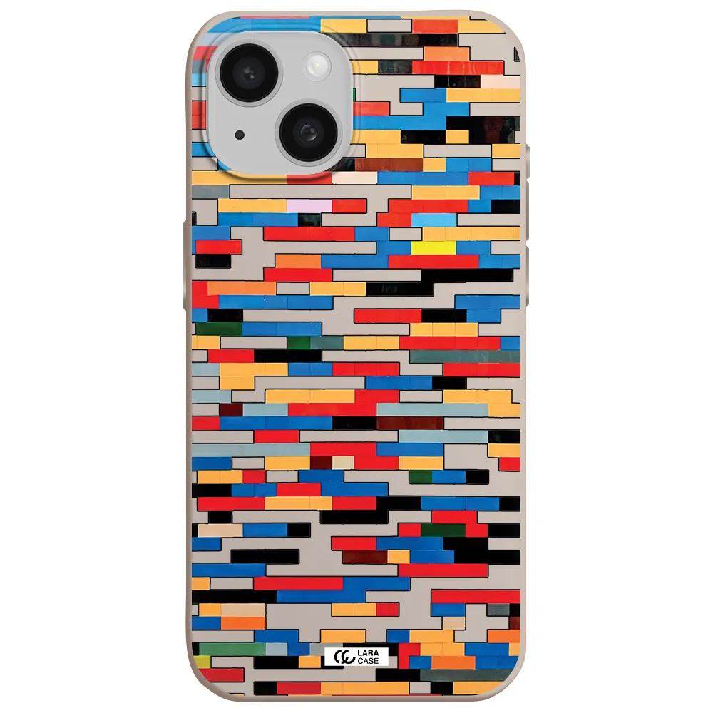 a colorful rectangular pattern on a white surface Apple iPhone 15 Silicone Stone Case