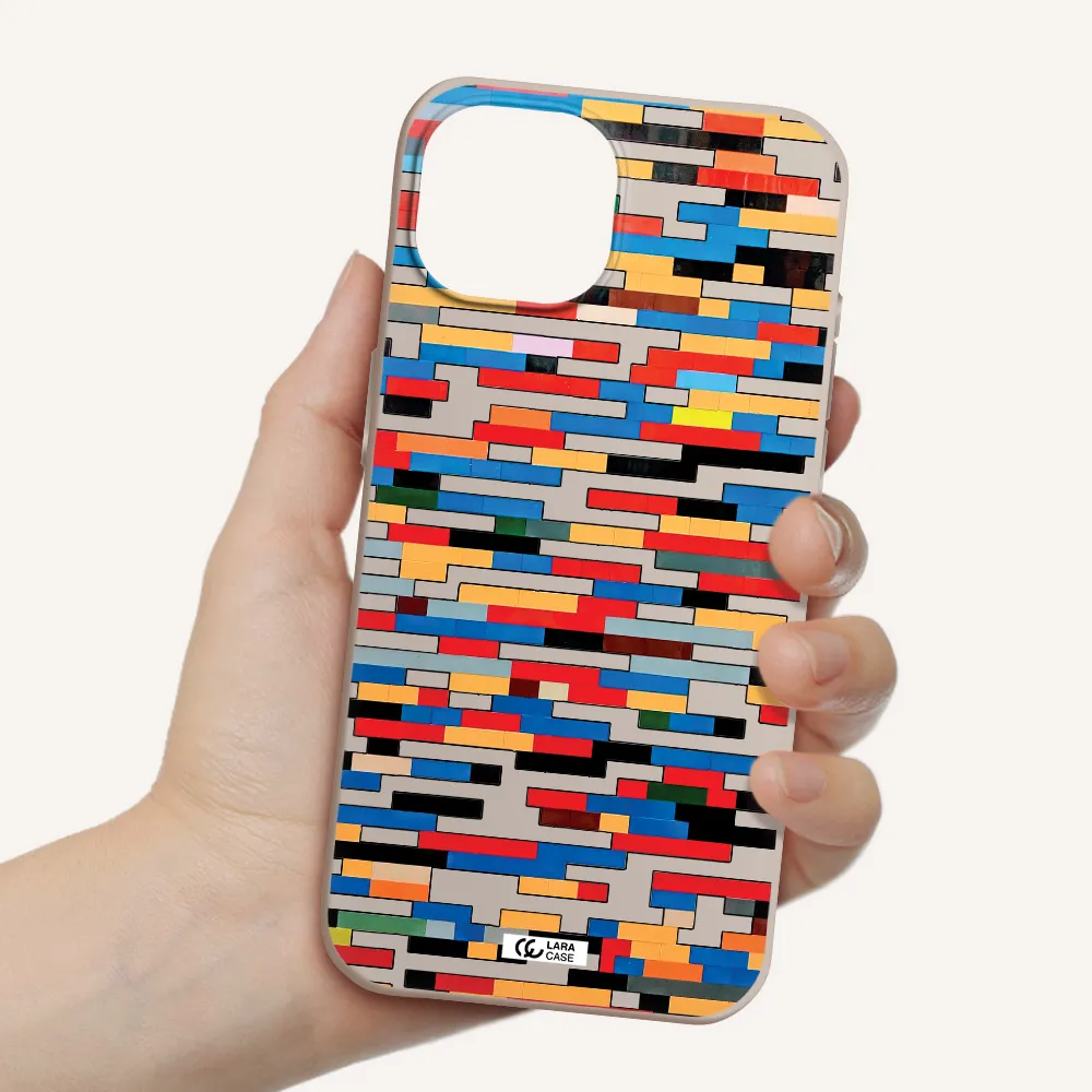 a colorful rectangular pattern on a white surface Apple iPhone 15 Silicone Stone Case